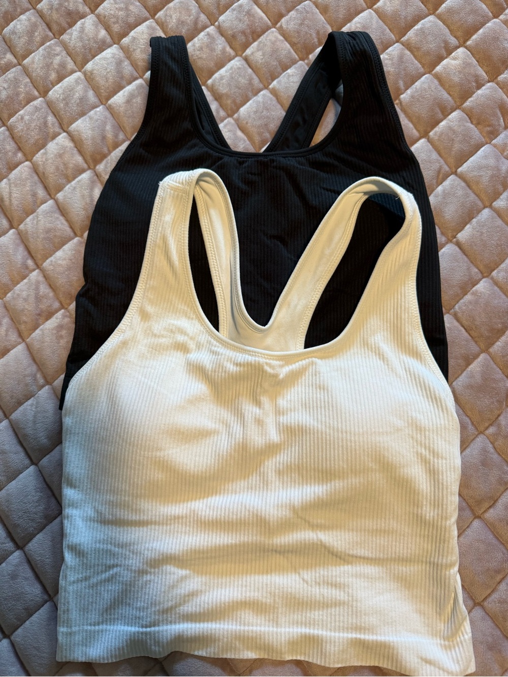 CALIA Seamless Brami Ribbed Longline Sports Bras 2-Pack S Black & White